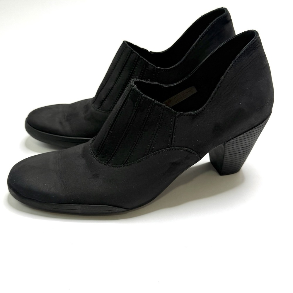 Arche Julot Ankle Black Veau Nubuck Booties Pump EUR 39 US 8 Leather Heels Dress